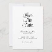 Moderne Chic Typografie Zwart en Wit Foto Save The Date (Achterkant)