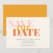 Moderne Chic Typography Art | zomergeel Save The Date (Voorkant / Achterkant)
