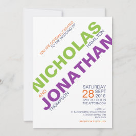Moderne Chic Typography Gay Wedding Invitations Kaart