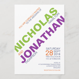 Moderne Chic Typography Gay Wedding Invitations Kaart