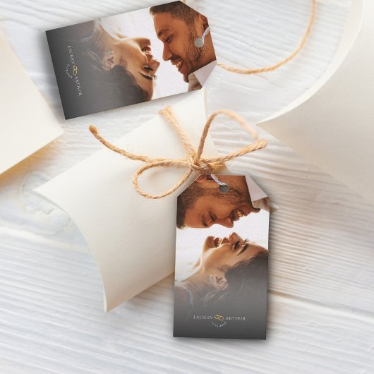 Moderne Chic Ultra Minimaal Fotobruiloft Cadeaulabel
