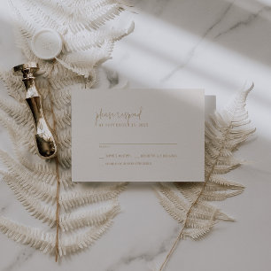 Moderne Chic Vintage Goud Eenvoudige Trouwdag RSVP Kaartje