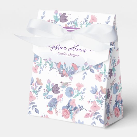 Moderne chic waterverf blauwe hortensia bloemen bedankdoosjes (Voorkant Zijde)