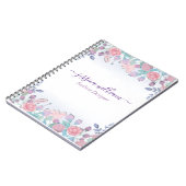 Moderne Chic Waterverf Blauwe Hortensia Bloemen Notitieboek (Linkerzijde)