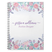 Moderne Chic Waterverf Blauwe Hortensia Bloemen Notitieboek (Voorkant)