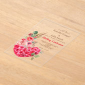 Moderne Chic Waterverf Roos Hart Bloemige Trouwdag Acryl Uitnodigingen (Laagn)