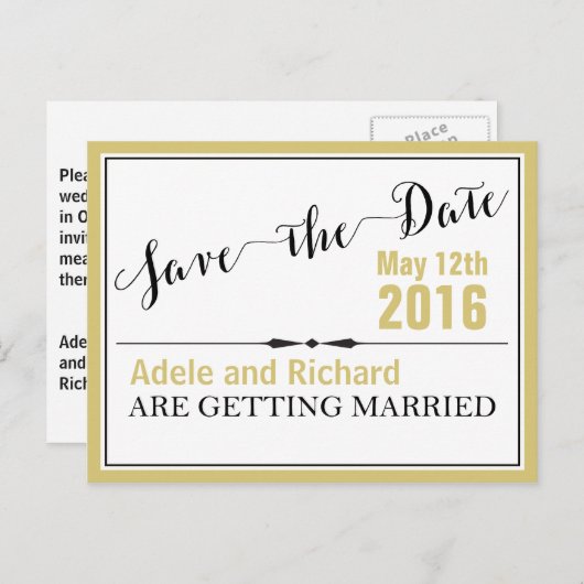 Moderne Chic Wedding Save the Date Aankondigingskaart (Voorkant / Achterkant)