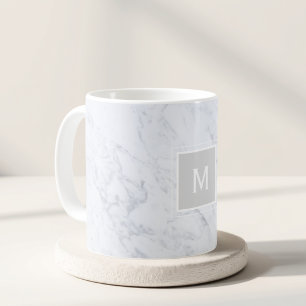 Moderne Chic White Marble Custom Monogram Koffiemok