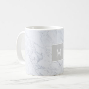 Moderne Chic White Marble Custom Monogram Koffiemok