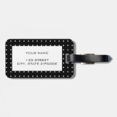 Moderne chic White poka Dot Pattern Aangepast reiz Bagagelabel (Achterkant horizontaal)