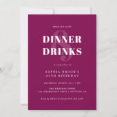 Moderne Chic wijn Bold Typography Verjaardagsdiner Kaart (Voorkant)
