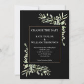 Moderne Chic Wijzig de Datum Waterverf Groenelemen Kaart (Voorkant)