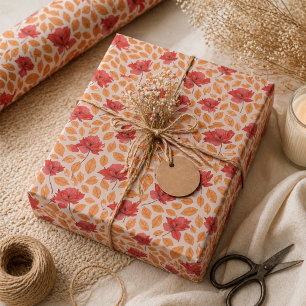 Moderne Chic Wilde Bloem 1e Verjaardag Meisje Cadeaupapier