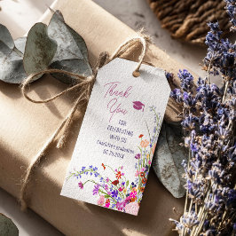 Moderne chic wilde bloemen afstudeer bedankt cadeaulabel