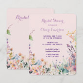 Moderne Chic Wilde Bloemen Bruids Bruiloft Uitnodi Kaart (Voorkant / Achterkant)