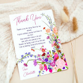 Moderne chic wilde bloemen script bruidsshower bedankkaart