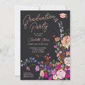 Moderne chic wilde bloemen script foto afstuderen kaart (Voorkant)
