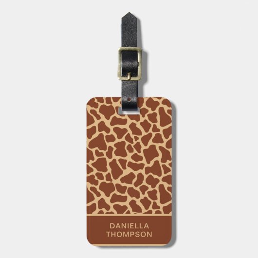 Moderne Chic Wildlife Giraffe Print Pattern-reis Bagagelabel (Voorkant verticaal)