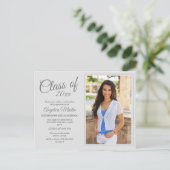 Moderne Chic Witte Afstudeerfoto Aankondiging Briefkaart (Staand voorkant)