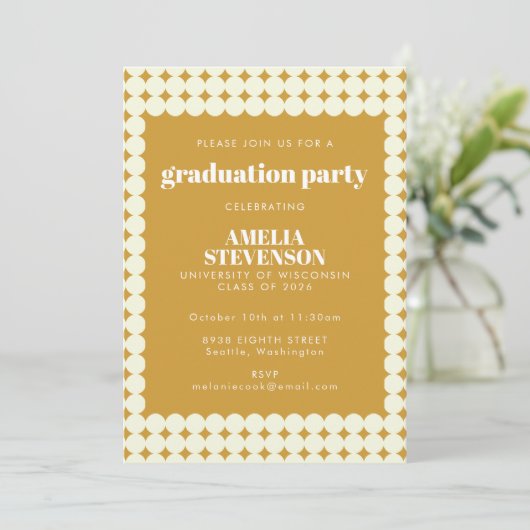Moderne Chic Yellow Simple Stippen Graduation Part Kaart (Staand voorkant)