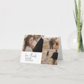 Moderne Chic Zwart-Wit 3 Foto Gevouwen Bruiloft Bedankkaart (Voorkant)