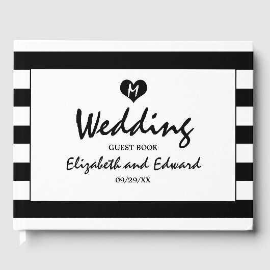 Moderne Chic Zwart-Wit Huwelijk Gastenboek (Voorkant)