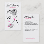 Moderne Chic Zwart Wit Roze Meisje Mode Stylist Visitekaartje (Voorkant / Achterkant)