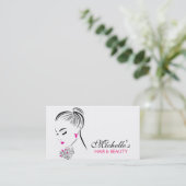 Moderne Chic Zwart Wit Roze Meisje Mode Stylist Visitekaartje (Staand voorkant)