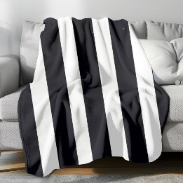Moderne Chic Zwart & Witte Strepen Klassiek Koel Fleece Deken