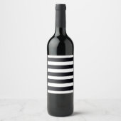 Moderne Chic Zwart & Witte Strepen Wijnlabel Wijn Etiket (Voorkant)
