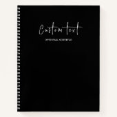 Moderne Chic Zwarte Aangepaste Naam Script Spiraal Notitieboek (Voorkant)