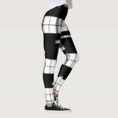 Moderne Chic Zwarte en Witte Geruite Leggings (Rechts)