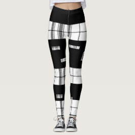 Moderne Chic Zwarte en Witte Geruite Leggings