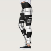 Moderne Chic Zwarte en Witte Geruite Leggings (Links)