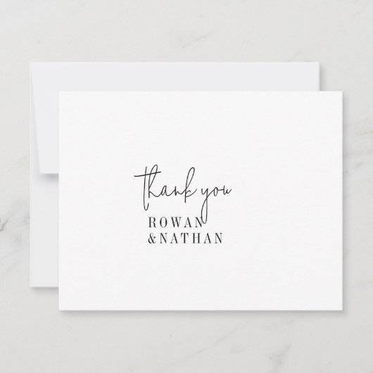 Moderne Chic Zwarte en Witte Platte Trouwring Bedankkaart (Voorkant)