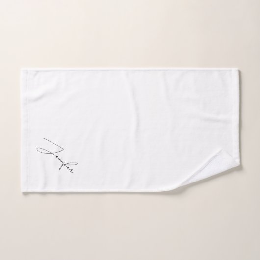 Moderne Chic Zwarte Naam Script Wit Bad Handdoek (Handdoek)