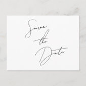 Moderne Chic Zwarte Scripts Bewaar De Datum Uitnodiging Briefkaart (Voorkant)