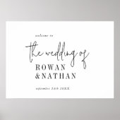 Moderne Chic Zwarte Witte Afdrukbare Trouw Welkom Poster (Voorkant)