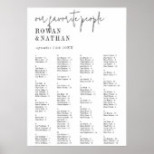 Moderne Chic Zwarte Witte Afdrukbare Zitplaatskaar Poster (Voorkant)