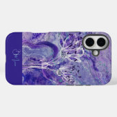 Moderne Chick Girly Paarse Bloemen Marmer Case-Mate iPhone Case (Achterkant (horizontaal))