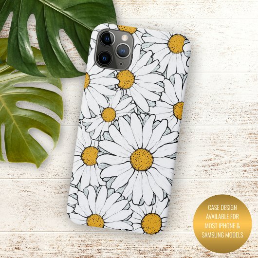 Moderne chicke sierlijke madeliefjes bloempatroon Case-Mate iPhone case