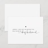 Moderne Chief Bridesmaid Black White Kaart (Voorkant / Achterkant)