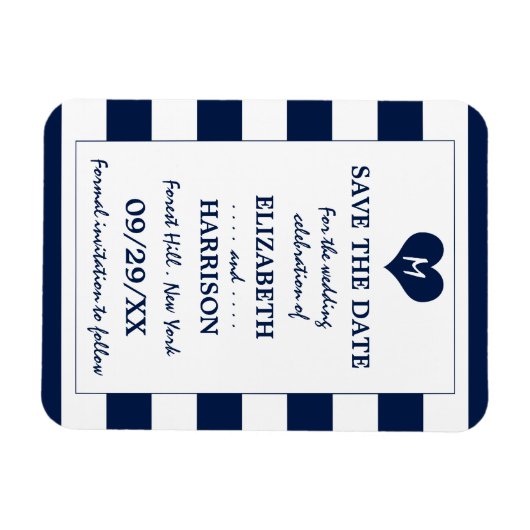 Moderne Chileense marine en witte bruiloft redden  Magneet (Horizontaal)