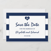 Moderne Chileense marine en witte bruiloft redden Save The Date (Voorkant)