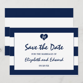 Moderne Chileense marine en witte bruiloft redden Save The Date