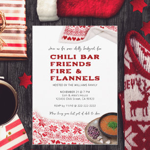 Moderne Chili Vrienden Flanel Friendsgiving Potluc Kaart
