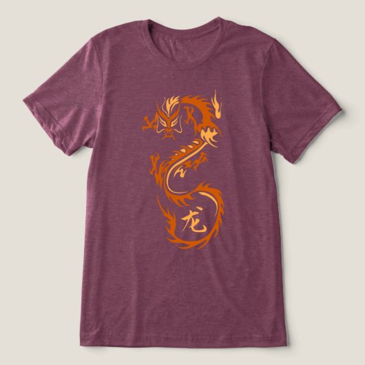 Moderne Chinese draak Tri-Blend Shirt (Design voorkant)