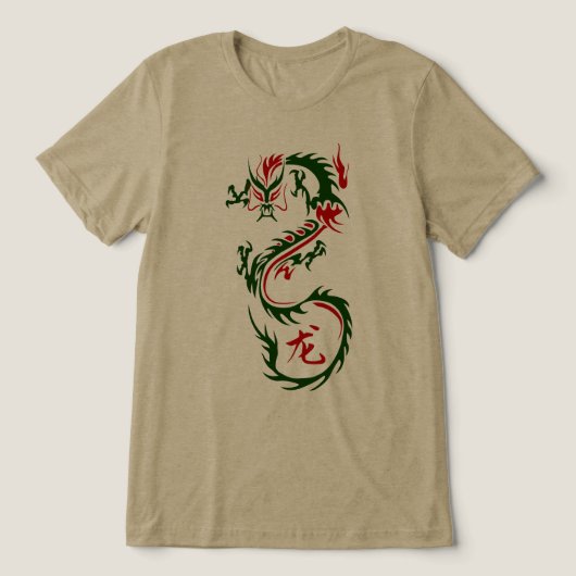 Moderne Chinese draak Tri-Blend Shirt (Design voorkant)