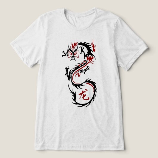 Moderne Chinese draak Tri-Blend Shirt (Design voorkant)