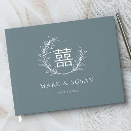 Moderne Chinese Dubbel Geluk Huwelijk Gastenboek